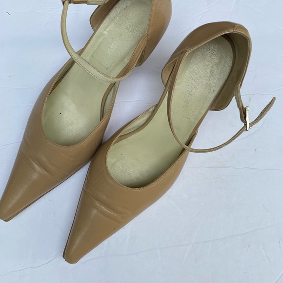 Nude Leather Ankle Straps Pumps Size 7 - Picture 4 of 9